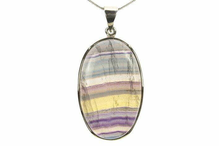 Banded Fluorite Pendant (Necklace) - Sterling Silver #279715
